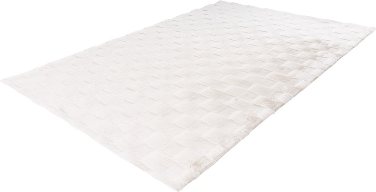 Lalee Soul - 3d Vloerkleed - Tapijt – Karpet - Hoogpolig - Superzacht - nieuwe trend comfy Fluffy - 3d blokjes- rabbit- 160x230 cm Ivoor gebroken wit
