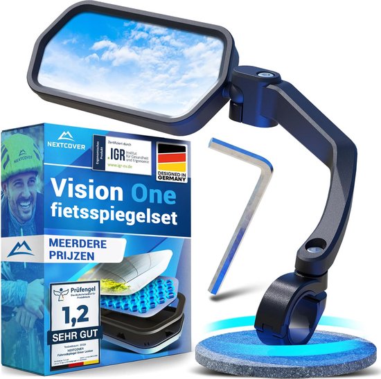 NEXTCOVER® Fietsspiegel e-bike links met ProVision echt glas - Fietsspiegel op stuur - Fietsspiegel ebike, Achteruitkijkspiegel fiets en e-bike