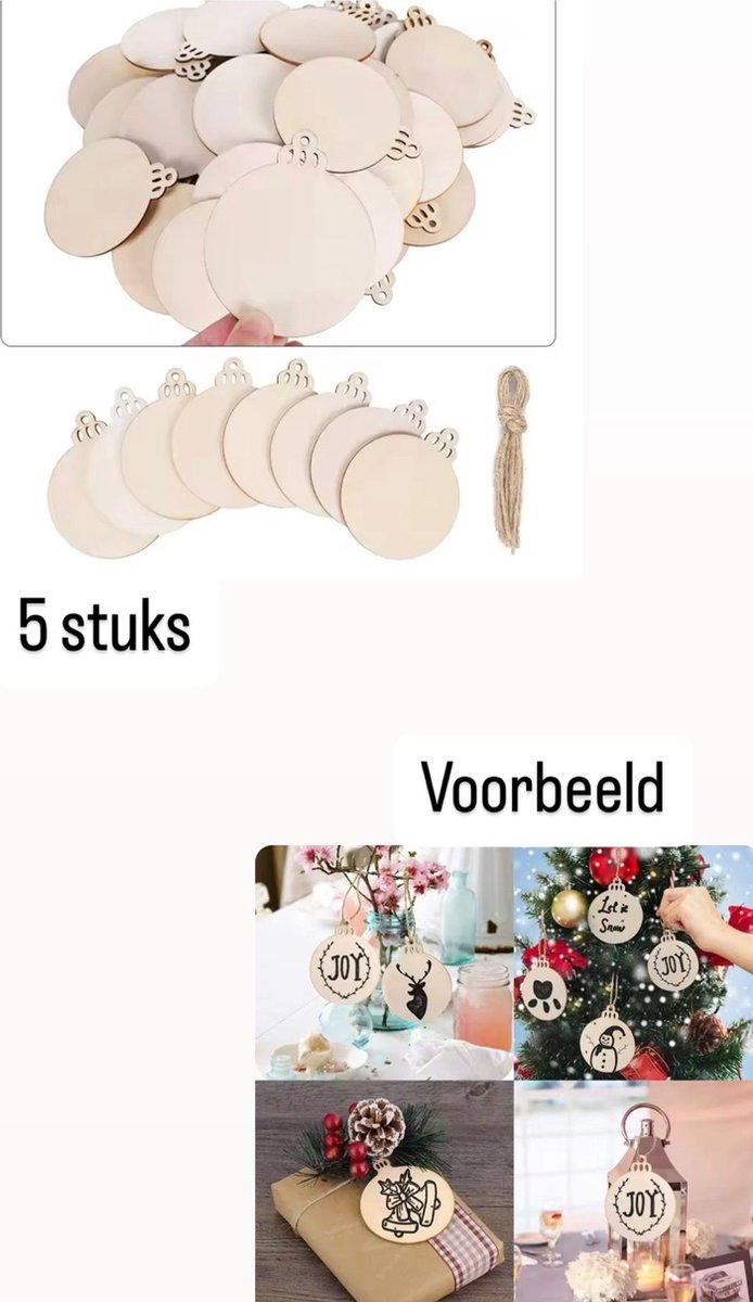 Akyol - Kerstboomhangers - Kerstboom Versiering - Set 5 stuks -mini houten kerst accesoires -knutselen kerst – Hout – kerstversiering – kerst - feestdagen -kerst tafel decoratie - decoratie kerst -houten kerst decoratie