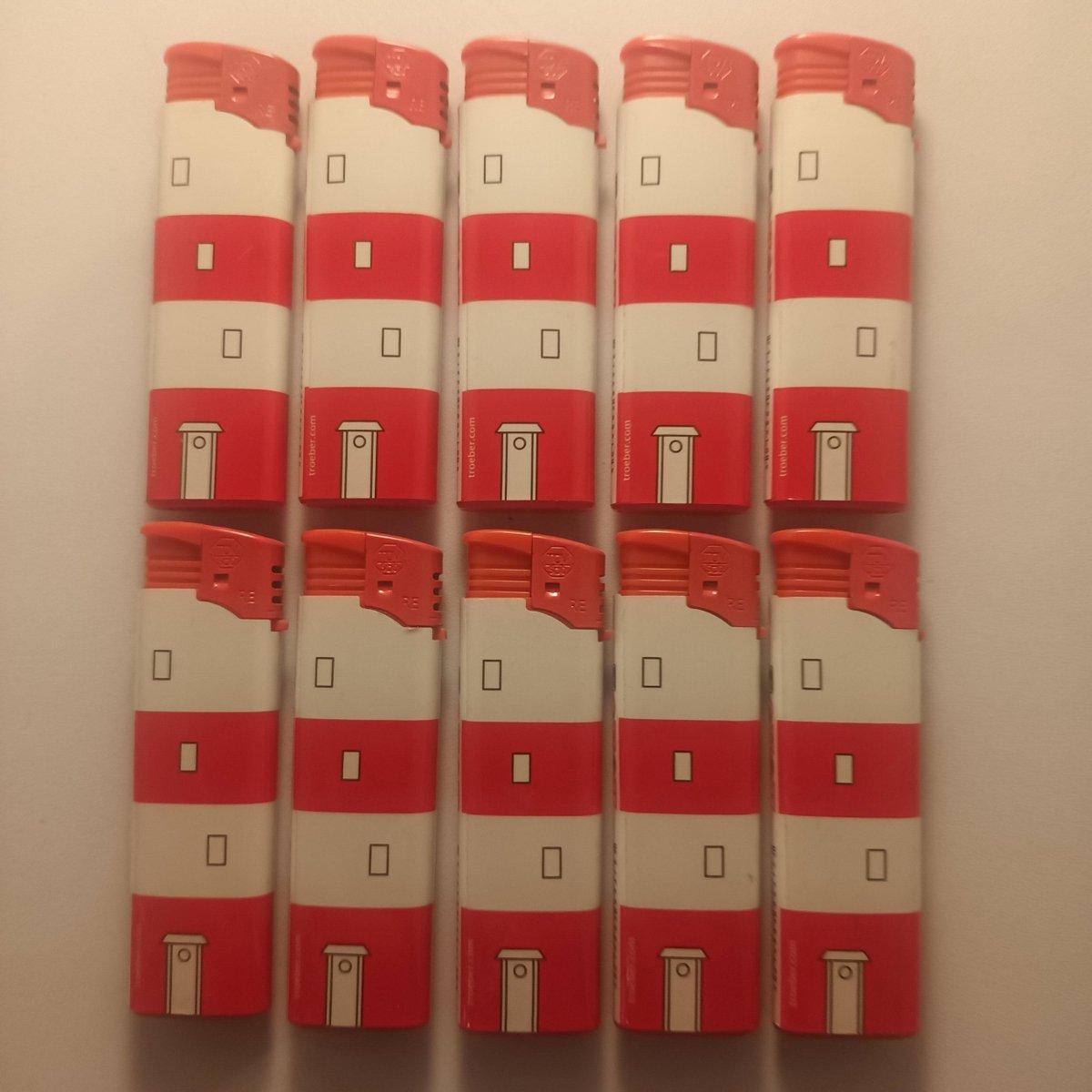 Goedkoopste 10 Klik Aanstekers Electronisch - Hervulbaar - Rood Wit - Verstelbare Vlam - Unilite