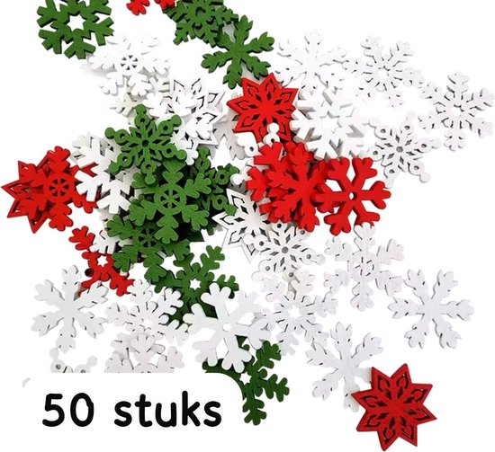 Akyol - kerstversiering - kerstster - rood/groen/ witte sterren - versiering - sterren - 50 stuks - feestdagen - decoratie - kerstversiering - kerst decoratie - tafel decoratie kerst - kerst