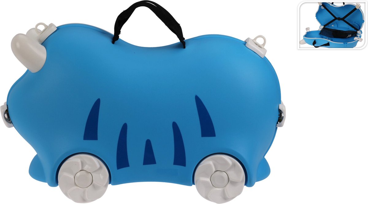 Relaxwonen - Kinderkoffer - Blauw - Op wieltjes - Extra stevig - maximaal 50kg