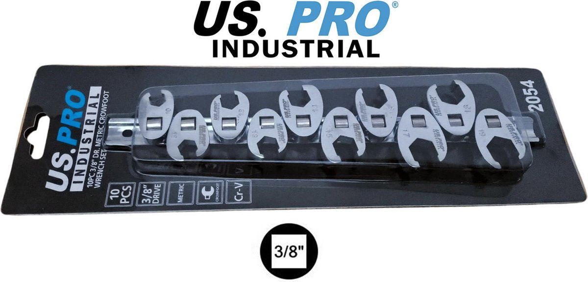 Professionele Moersleutel / kraaienpootset 3/8" 10-delig