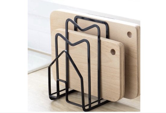 Snijplankrek, snijplank organizer standhouder pot pan deksel houder voor aanrecht in de keuken zwart