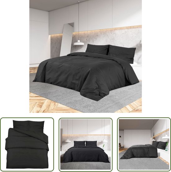 The Living Store Housse de couette Zwart - 200 x 200 cm - Microfibre - OEKO-TEX