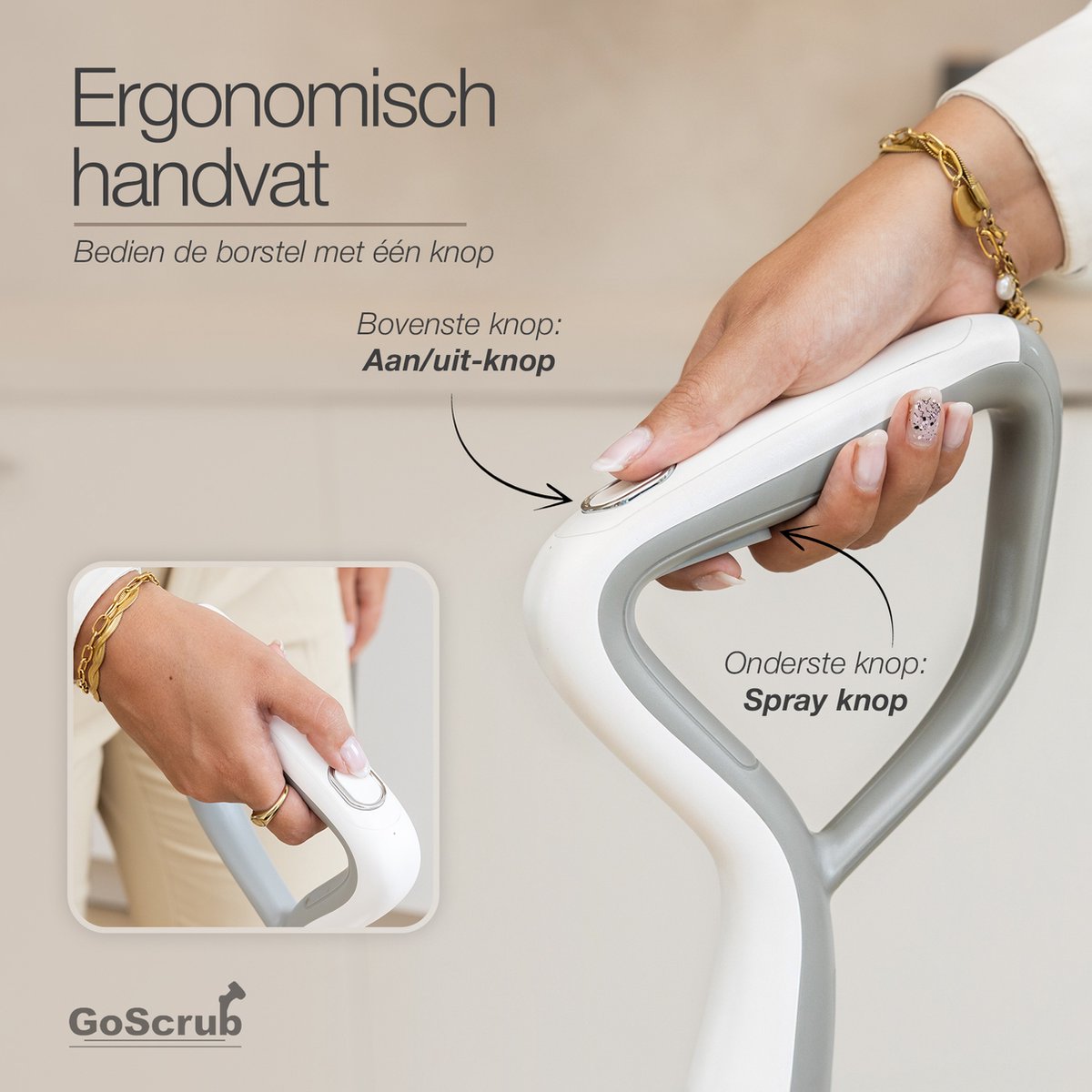 GoScrub® Elektrische Dweil - Draadloos - Vloerreiniger voor Harde en Houten Vloeren - Stille en Wendbare Mop - Efficiënt Dweilsysteem met Oplaadbare Accu – foto 4