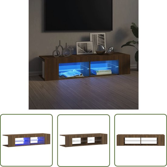 The Living Store Meuble TV Décomposé - 135x39x30 cm - Chêne brun