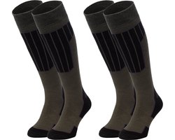 NOMAD® Skisokken Essential 2-Pack | 39/42 Donkergroen | Warme sokken Dames / Heren | Lange Huissokken / Wandelen / Sporten | Knie Kousen | Goede vochtafvoer