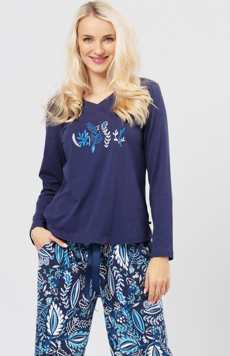 Key Katoenen Dames Pyjama Blauw LNS 783 38 /