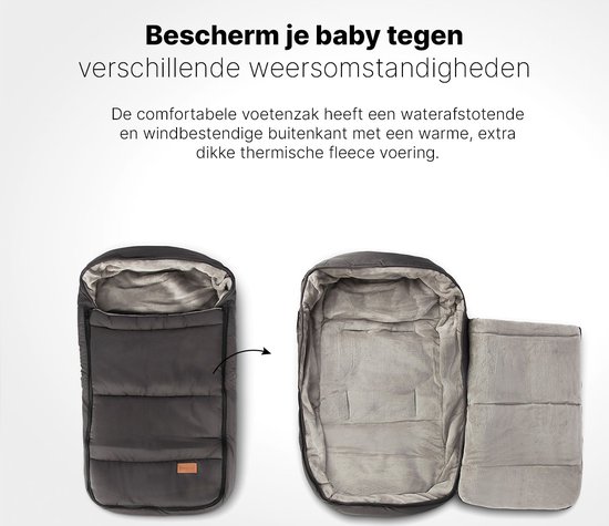 Hamilton by Yoop Voetenzak voor Buggy en Kinderwagen - 70 x 40 cm - Universeel - Waterafstotende en Winddichte buitenkant - Warme Fleece Voering - Antraciet van Hamilton — afbeelding 2