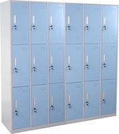 Locker Boston T829, lockerkast kluisje, metaal 18 vakken ~ blauw