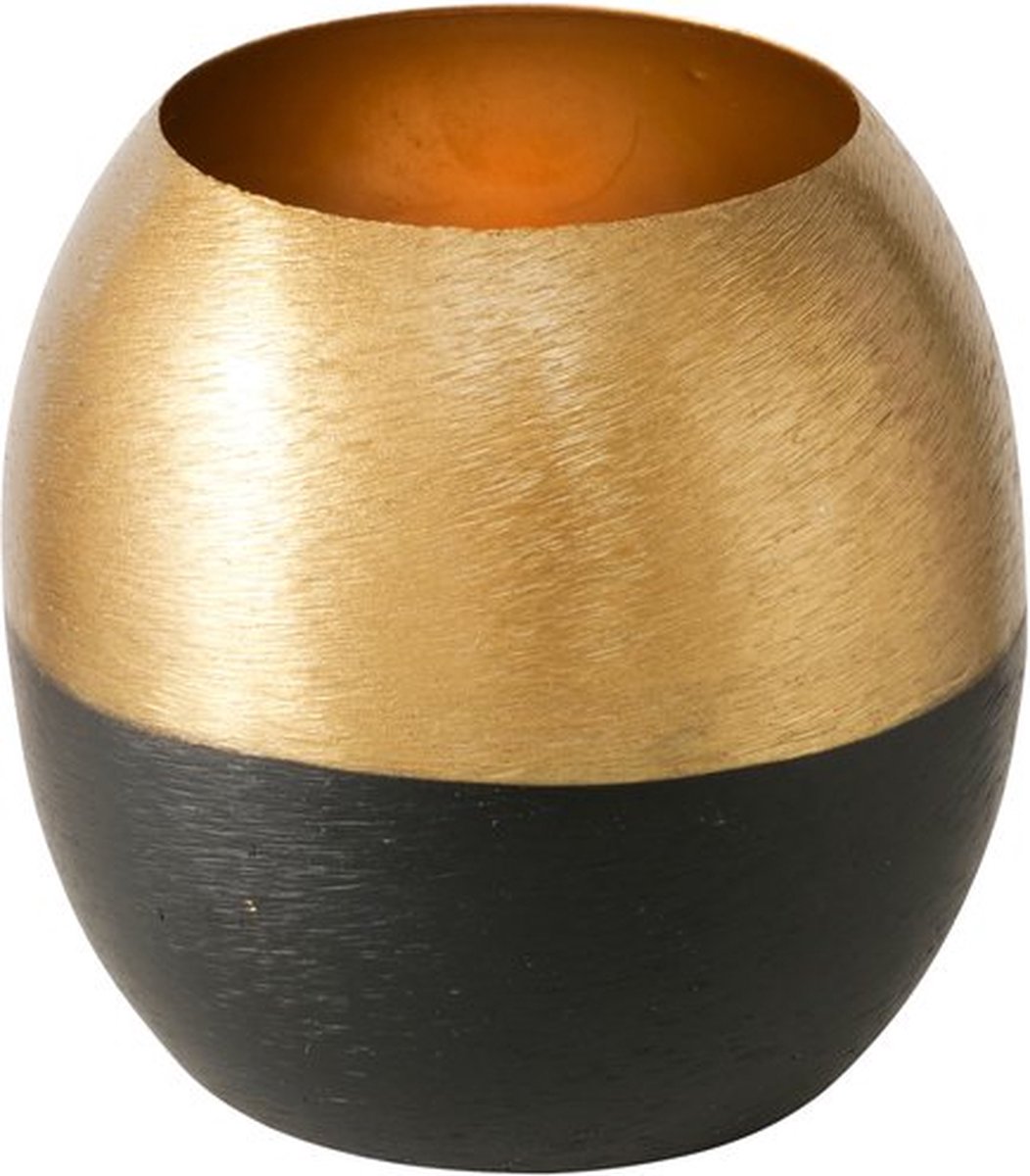 Boltze Sfeerlichtje van geëmailleerd metaal met gouden rand zwart
