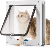 Lunspets Kattenluik - Kattenluiken - Kattenluik met tunnel - Kattenluikje - Kattendeur - Wit - Magnetische sluiting - Waterdicht - voor Grote & Kleine katten - Binnen & Buiten deuren - 23.5x25.5x5.5 cm - Size L - Inclusief Handleiding