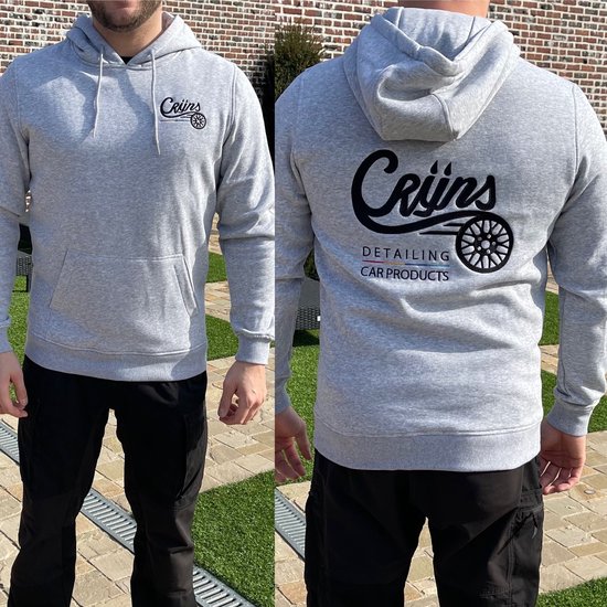 CRIJNS KWALITEITS HOODIE GRIJS / ZWART Logo - MEDIUM