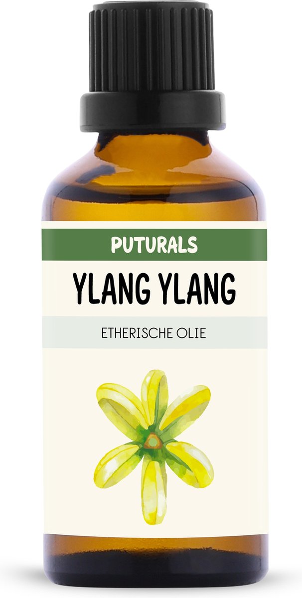 Goedkoopste Puturals Ylang Ylang Olie 100 Biologisch - 50ml - Puur en Vegan - Ylang Ylang Etherische Olie voor Huid, Haar en Aromatherapie