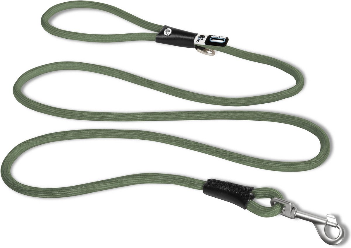 Curli Stretch Comfort Leash Mosgroen - Hondenriem - 180x1 cm Rond Nylon Ø 10 Mm