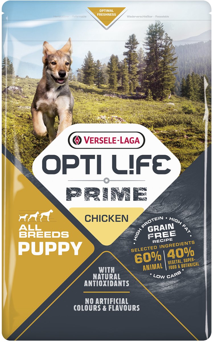 Opti Life Prime Puppy All Breeds Kip - Graanvrij Hondenvoer - 2.5 kg