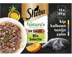 Sheba Nature's Collection Kattenvoer Natvoer Mix Selectie in Saus Maaltijdzakjes - 12 x 85 gr