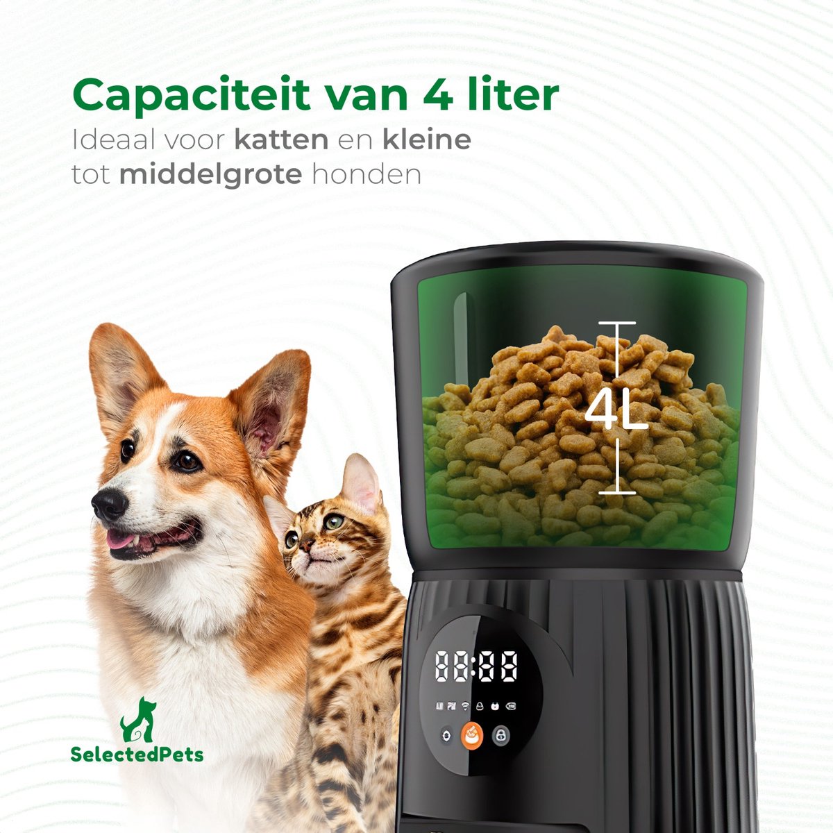 SelectedPets Automatische voerbak kat en hond 4L - Wifi Model - Voerautomaat kat - Zwart - Inclusief Nederlandse Handleiding thumbnail 7