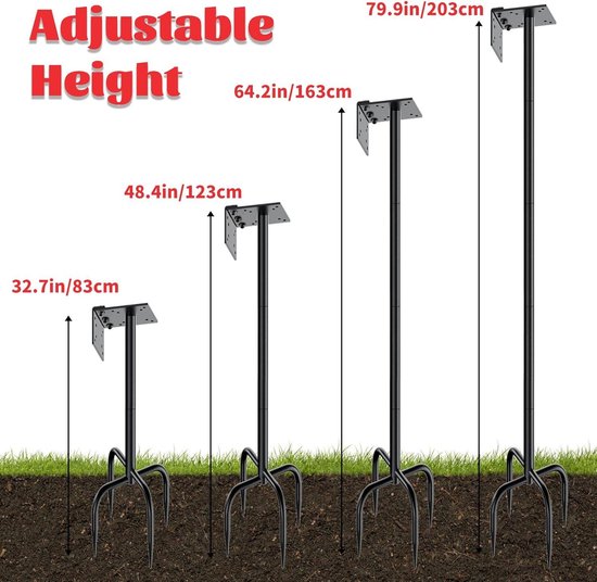 Mât Robuste De 190 Cm Pour Nichoir D'extérieur Avec Base à 5 Griffes, Support De Mangeoire à Oiseaux En Métal Antirouille, Poteaux Réglables Pour