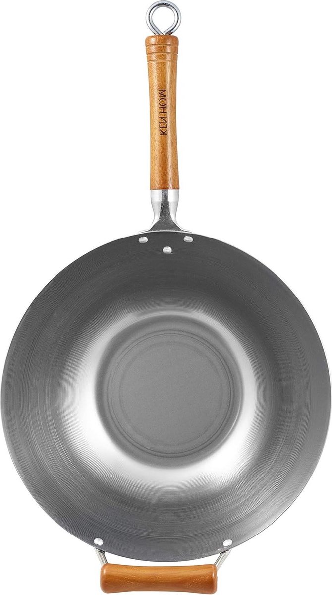 32cm Traditioneel Wok Excellence Natuurlijk Gepatineerde Antiaanbaklaag - Geschikt Voor Inductiekookplaten en Metalen Keukengerei - 10 Jaar Garantie