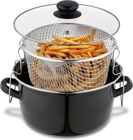 Premier Housewares Frituurpan met Pyrex Deksel, 5 liter, Grijs