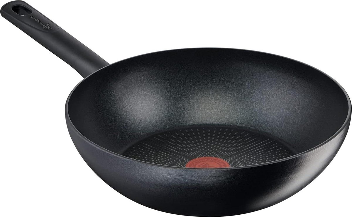 Green Wok pan van gerecycled aluminium Ø 28 cm - inductie gas oven - krasbestendige coating - ergonomische handgreep