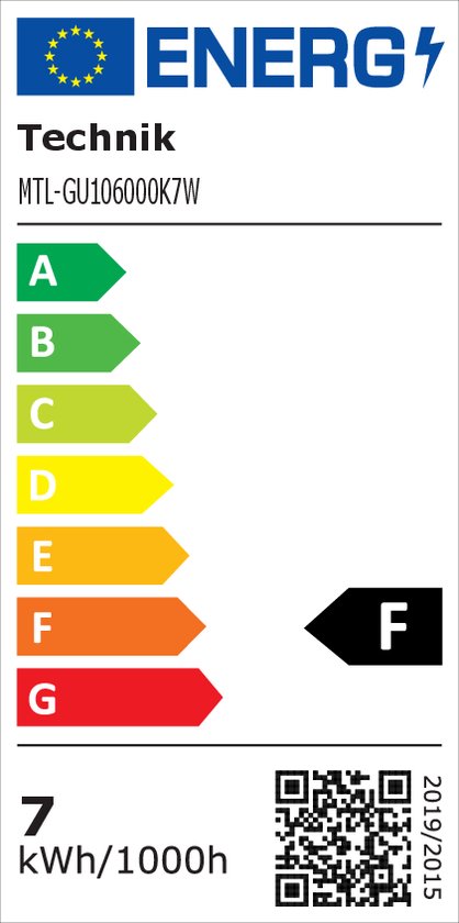 Lampe LED Technik GU10 7W - 520lm - 6000K - Wit lumière du jour - Spot LED - Remplace l'ampoule halogène 45W