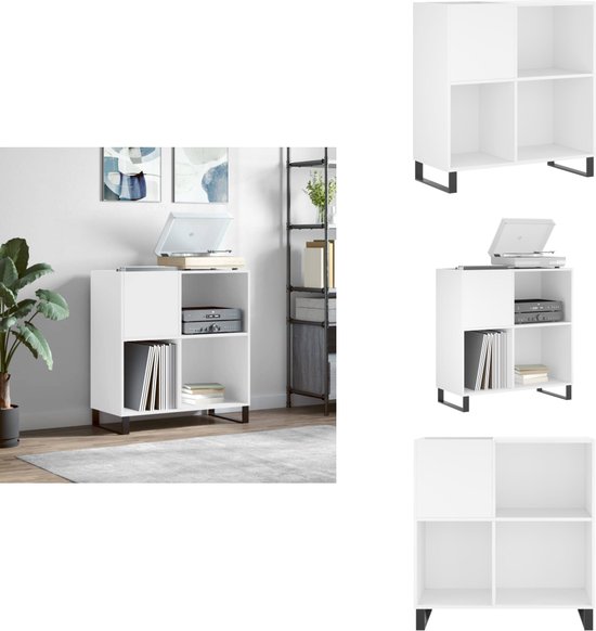 vidaXL Platenkast 84,5x38x89 cm bewerkt hout wit | Vergelijk even