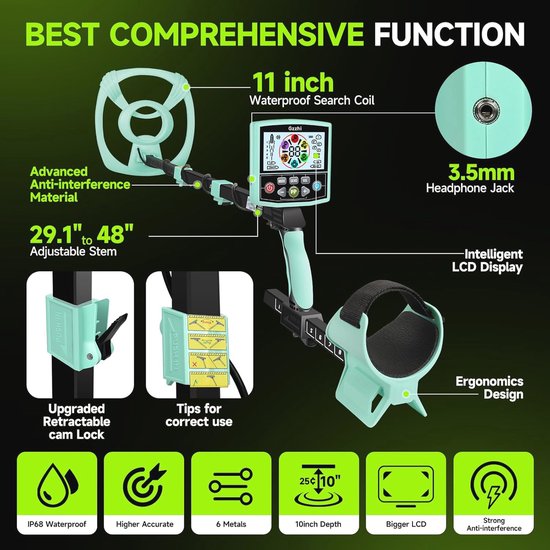Color Screen Metal Detector, Higher Accuracy Adjustable