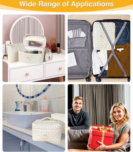 Ensemble de Fleurs floral élégant 3 pièces : trousse de maquillage spacieuse avec fermeture éclair pour femmes et Filles