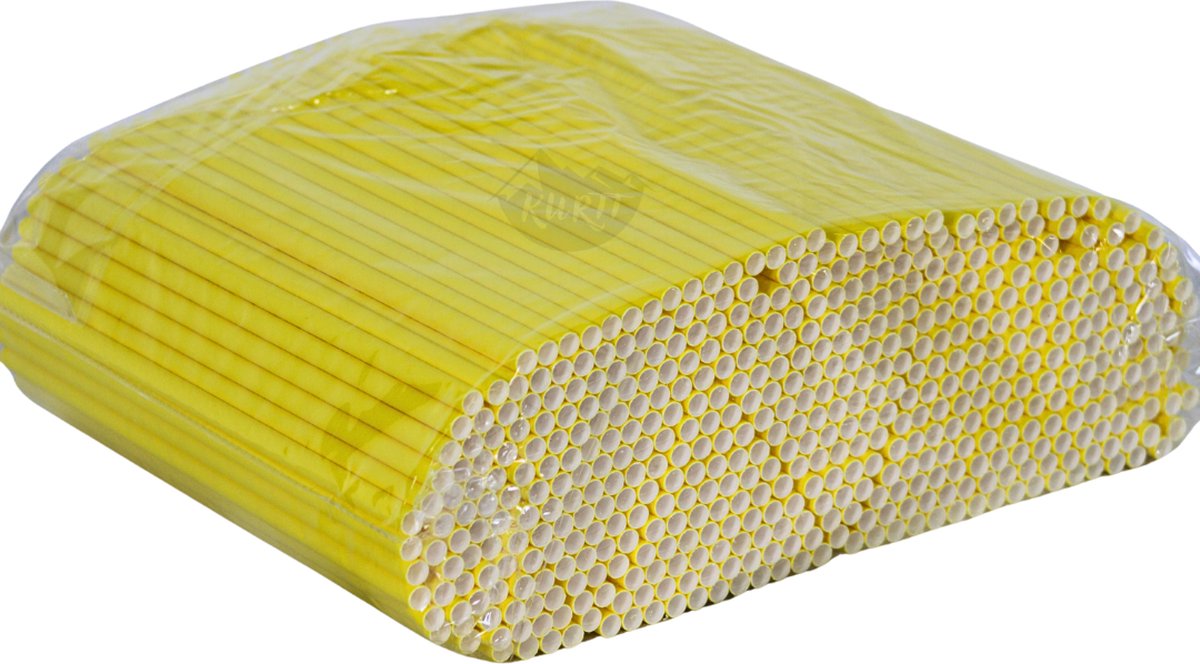 KURTT - Papieren rietjes, 500 stuks, 240x8mm, Cocktailrietjes, geschikt voor feestjes, bruiloften, verjaardagen, bar, restaurant, smoothiebekers, papieren rietjes geel