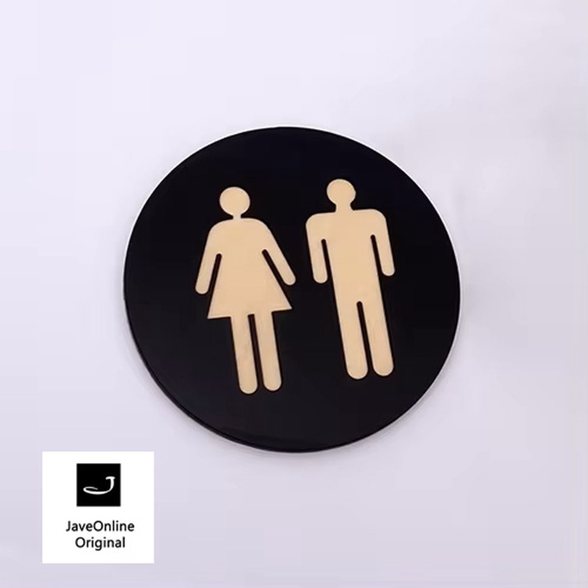 Toilet of kleedkamer rond deurbord / pictogram - Blinkend zwart - Man/vrouw