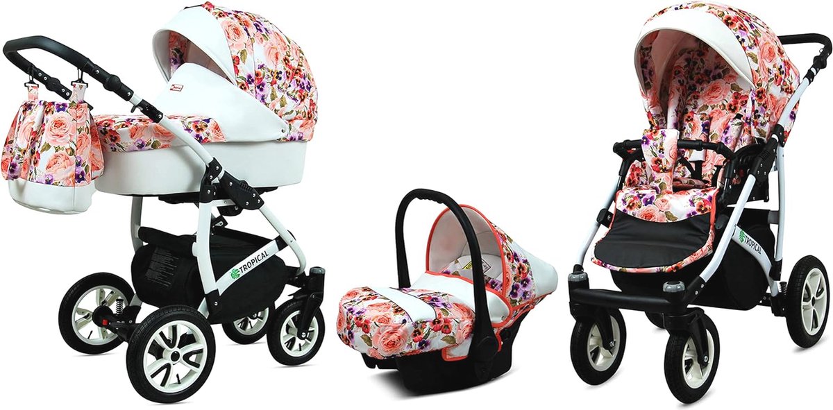 Image of 3 in 1 Baby Reis Systeem Kinderwagen met Autostoel en Regenhoes - Geschikt voor Pasgeborenen