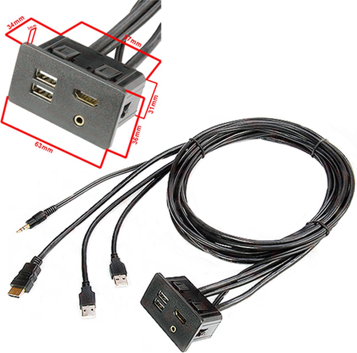 Goedkoopste USB Aux HDMI inbouwsocket