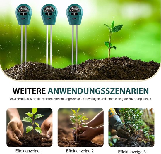 Equivera PH Mètre - PH Mètre Jardin - PH Mètre Jardin - PH Mètre Water - Test PH Sol - PH Mètre Sol - PH Mètre Herbe - PH Mètre Pelouse - Humidimètre - Humidimètre - Sol Mètre