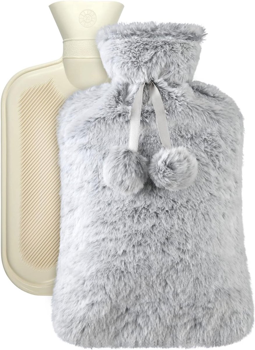 Warmwaterkruik 2 liter met pluche hoes - Ideaal voor nek, rug en taille - Cadeau voor elke gelegenheid