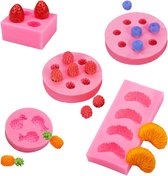 7 stuks vormen voor het maken van kaarsen, fruitvormige geleivormen, 3D- ijsbolvorm, fruitvorm, siliconen vorm, chocoladevorm, fondantvorm voor zelfgemaakte waskaarsen, zeep, cake, cupcake-topper