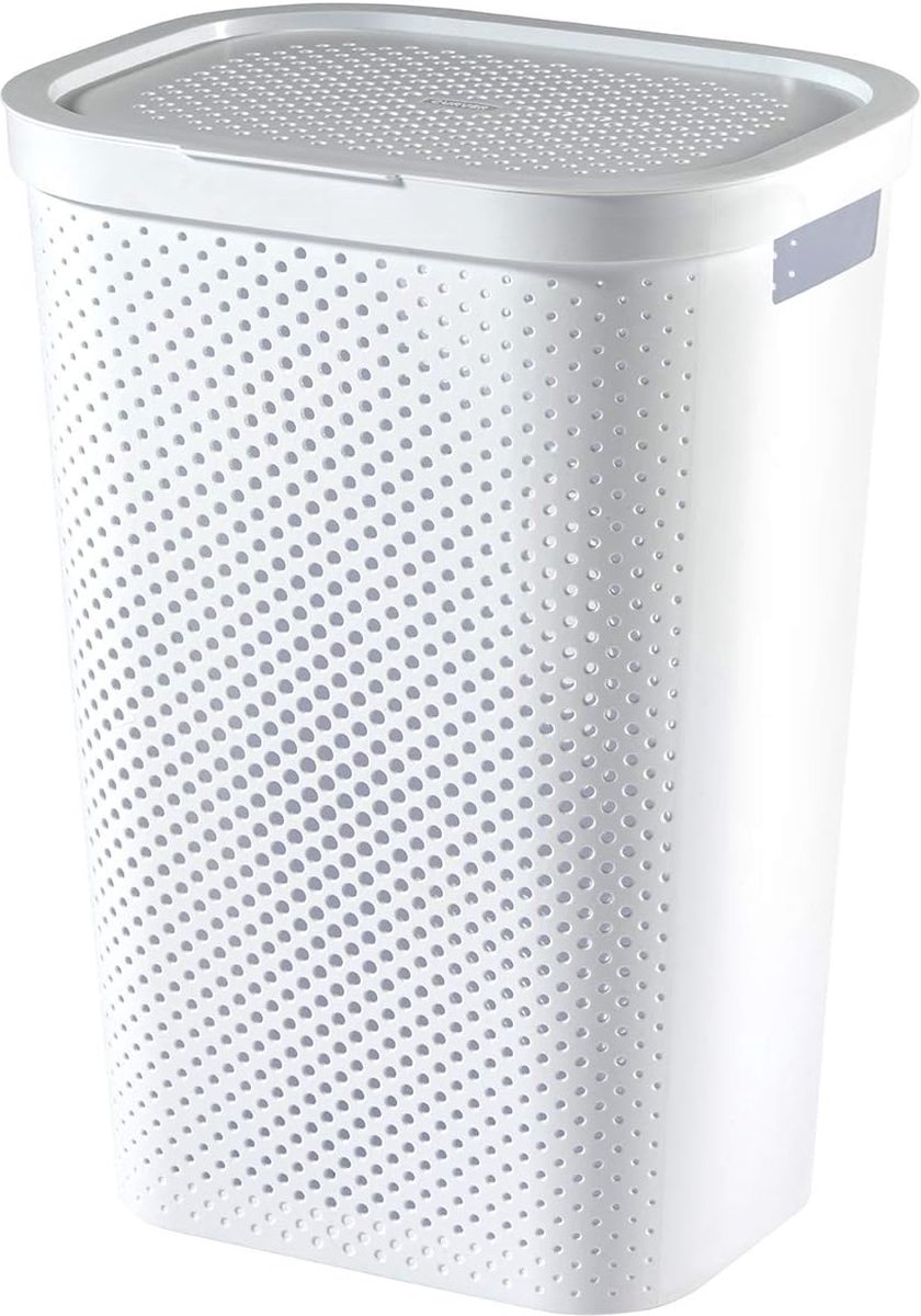 Wasmand Infinity 59l met stippenpatroon - Wit, kunststof