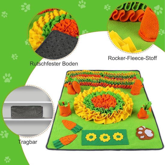 Tonsooze Snuffeltapijt 70x70 Cm – Wasbaar, Opvouwbaar, Slim Speelgoed Voor Honden En Katten
