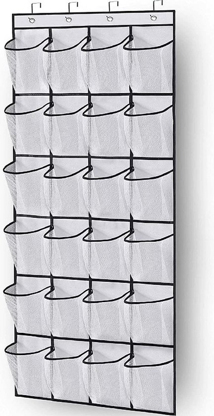 6 Planken Boven De Deur Schoenenorganizer Met Diepe Zakken Hangende Organisator Schoenenrek Voor Kast En Slaapzaal Schoenenopslag Biedt Plaats Aan 12 Paar Smalle Schoenenrekken Grijs