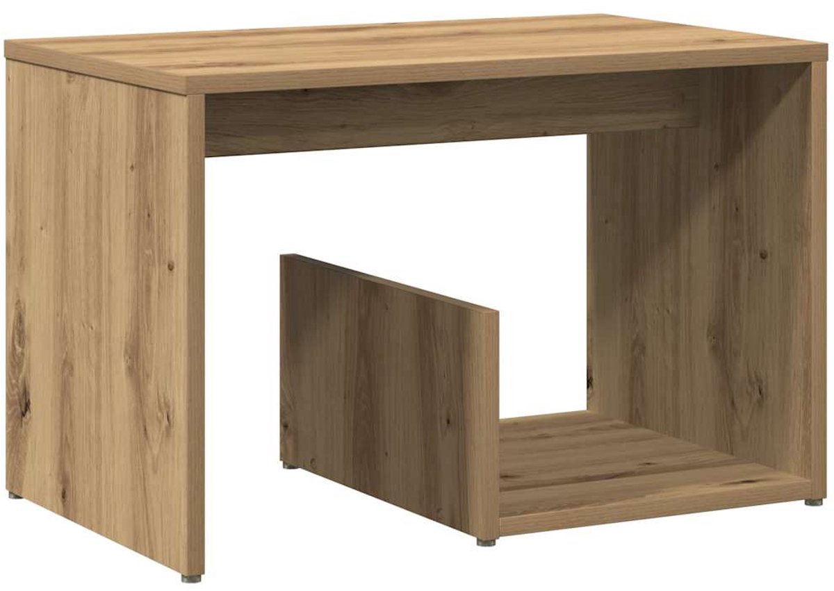 vidaXL Bijzettafel - 59x36x38 - cm - bewerkt - hout - artisanaal - eikenkleurig artisan eiken