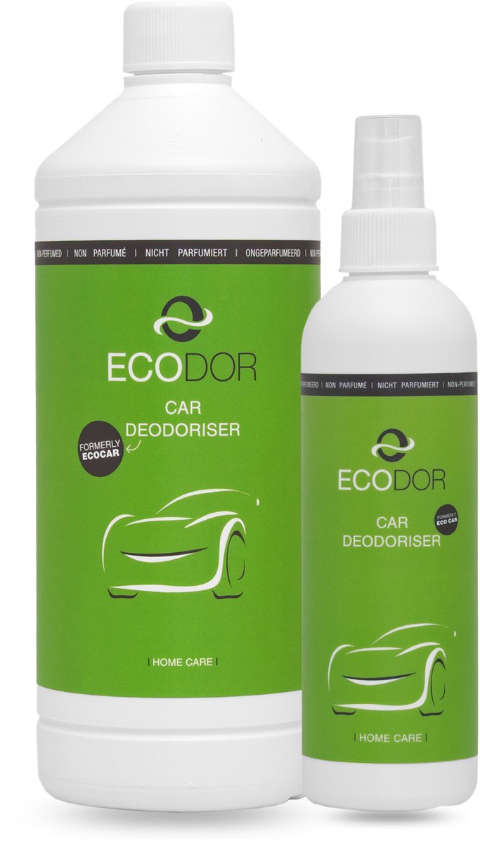 Ecodor EcoCar Geurverwijderaar 250 ml spray + 1 liter navulfles – Biologische autoluchtverfrisser