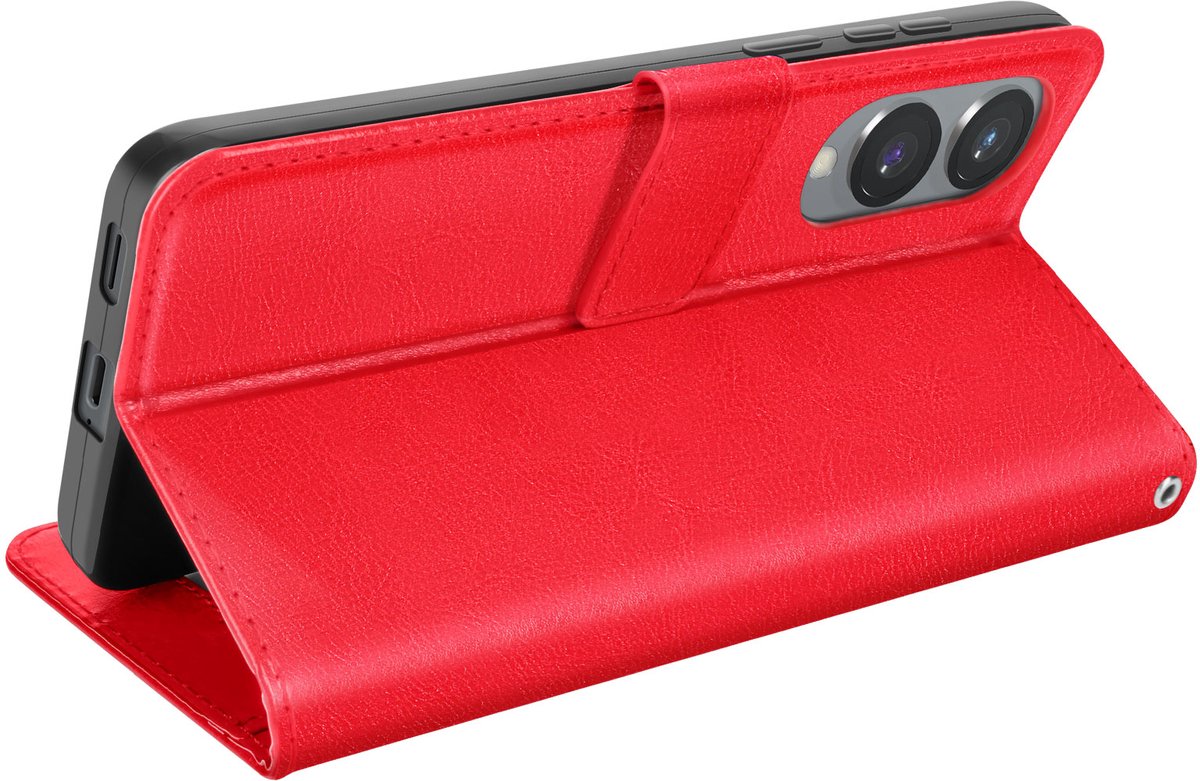 Mayaxess, Hoesje Geschikt voor Samsung Galaxy S25 Edge Klep Portemonnee Stand, Rood