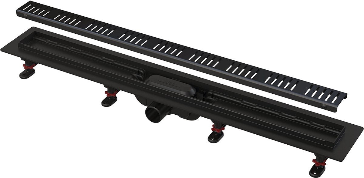Alcadrain Douchegoten - Douchegoot Simple 85 cm, met rand voor geperforeerd rooster, incl. rooster, mat zwart APZ10BLACK-850M