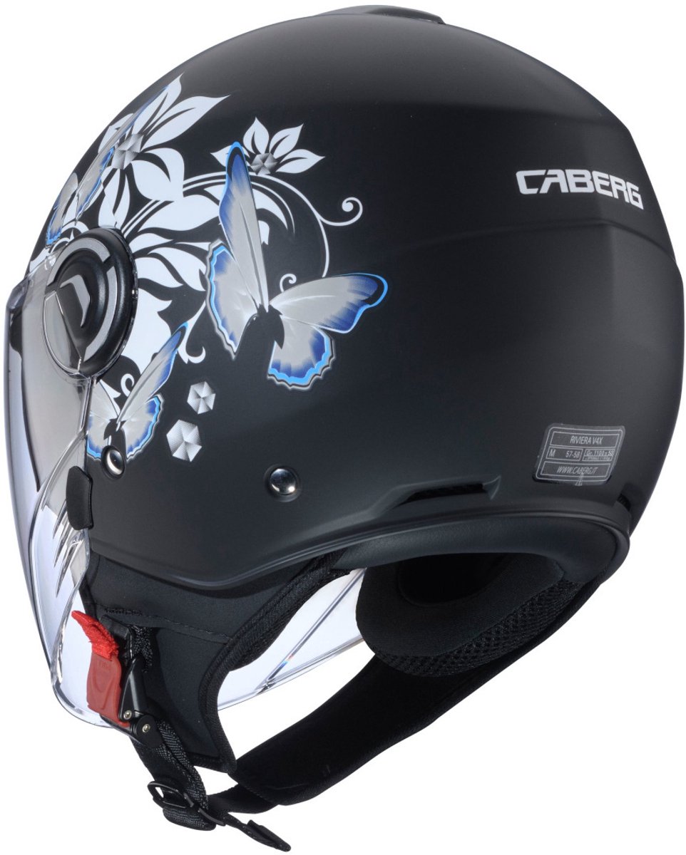 Caberg Riviera-X Flower - Mat Zwarte Motor en Scooter Jethelm met ingebouwd zonnevizier - Maat M (57 t/m 58 cm hoofdomtrek) - ECE 22.06 Gekeurd – foto 4