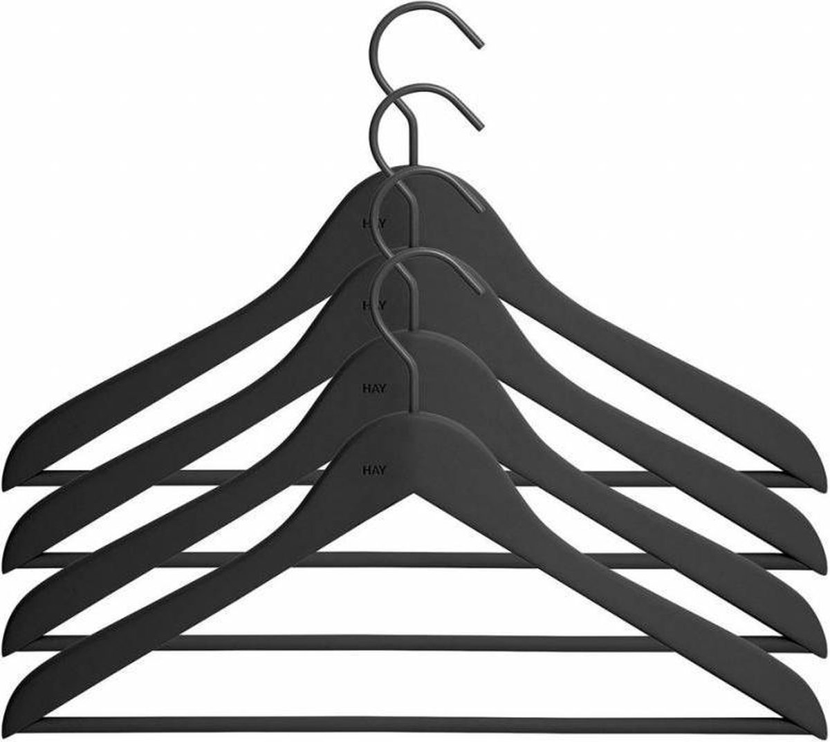 Hay Set de cintres souples avec porte-manteau et porte-manteau Set de 4  cintres noirs | bol.com
