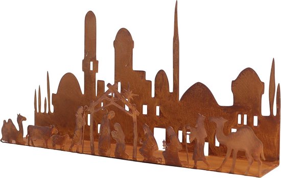 Rostikal Kerststal 30 cm patina tuindecoratie roest metalen kribbe decoratie woonkamer