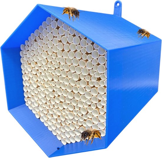 Wildbijen-nesthulp, absoluut duurzaam en weerbestendig, insectenhotel met 300 nesthulzen. Hoogwaardig wildbijenhotel voor tuinliefhebbers (bruin