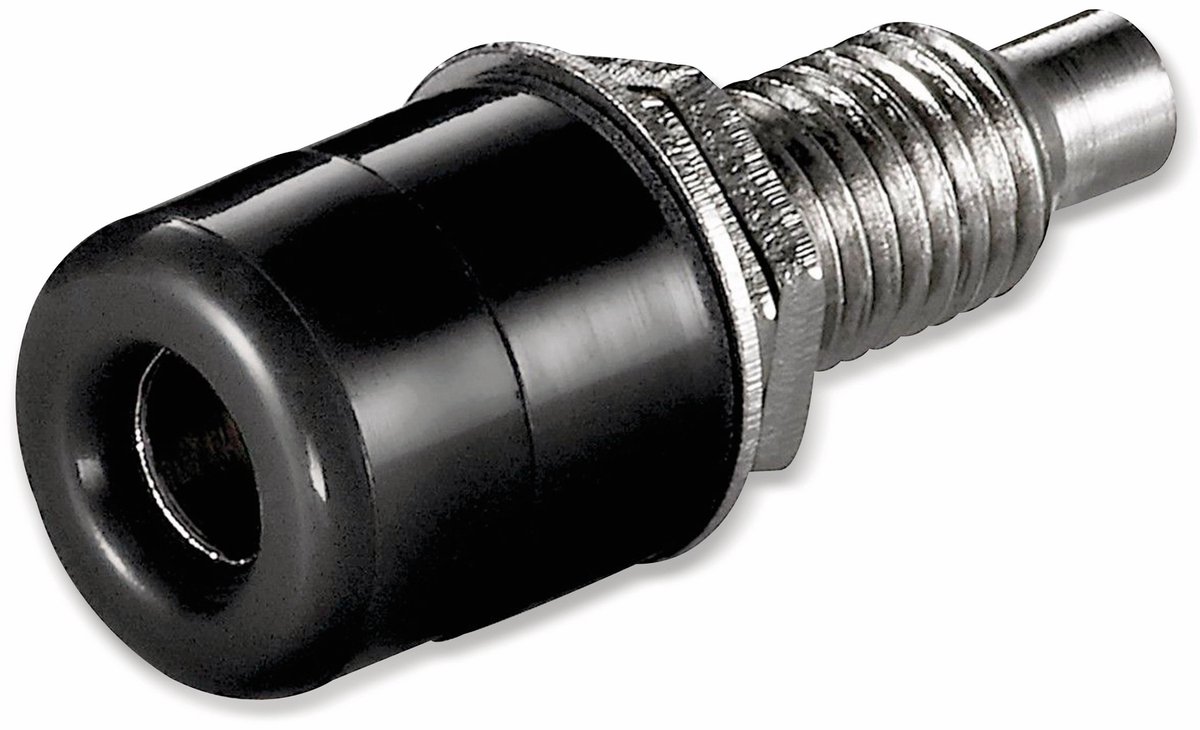 Zwarte banana contra connector voor paneelmontage